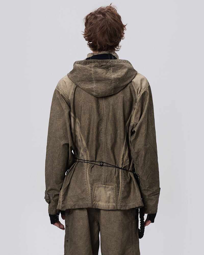 Post-Apocalyptic Distressed Pocket Hooded Jacket