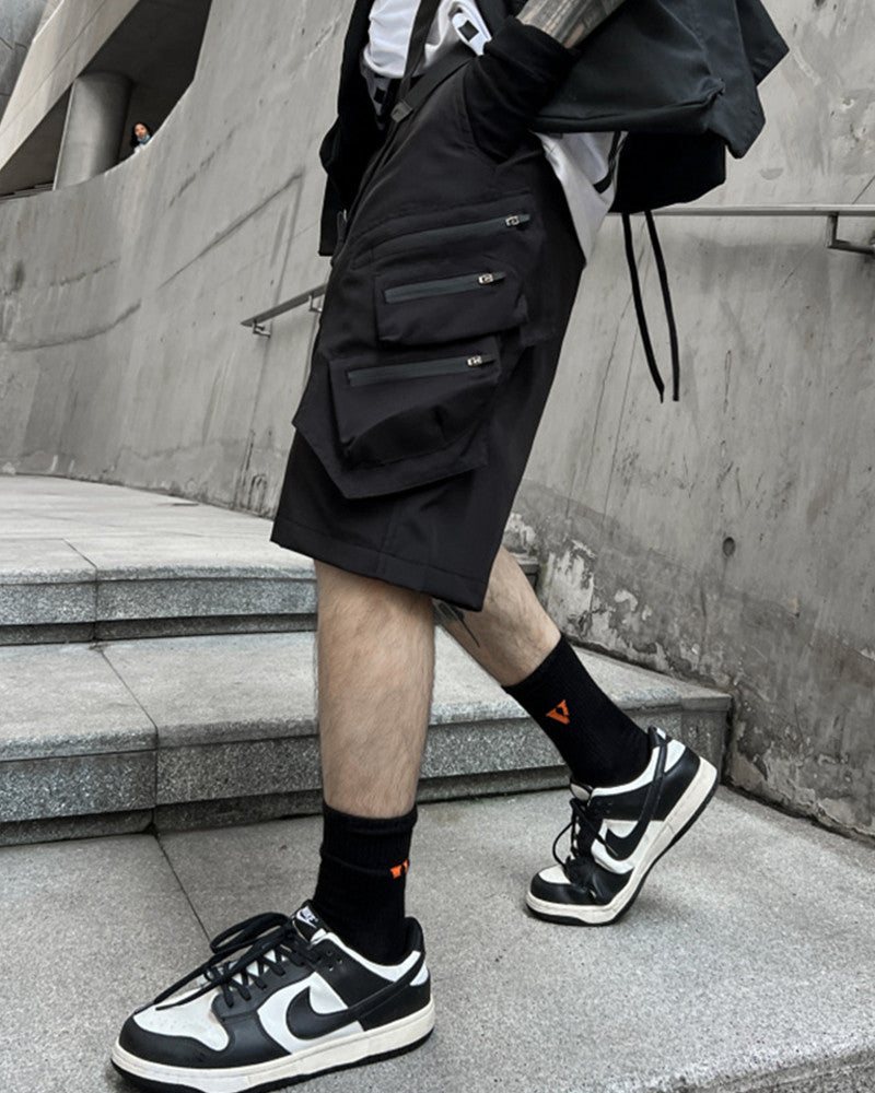 Functional Multi-Pocket Belt Cargo Shorts