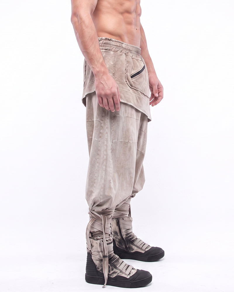 Wasteland Asymmetric Distressed Drop Crotch Ninja Pants