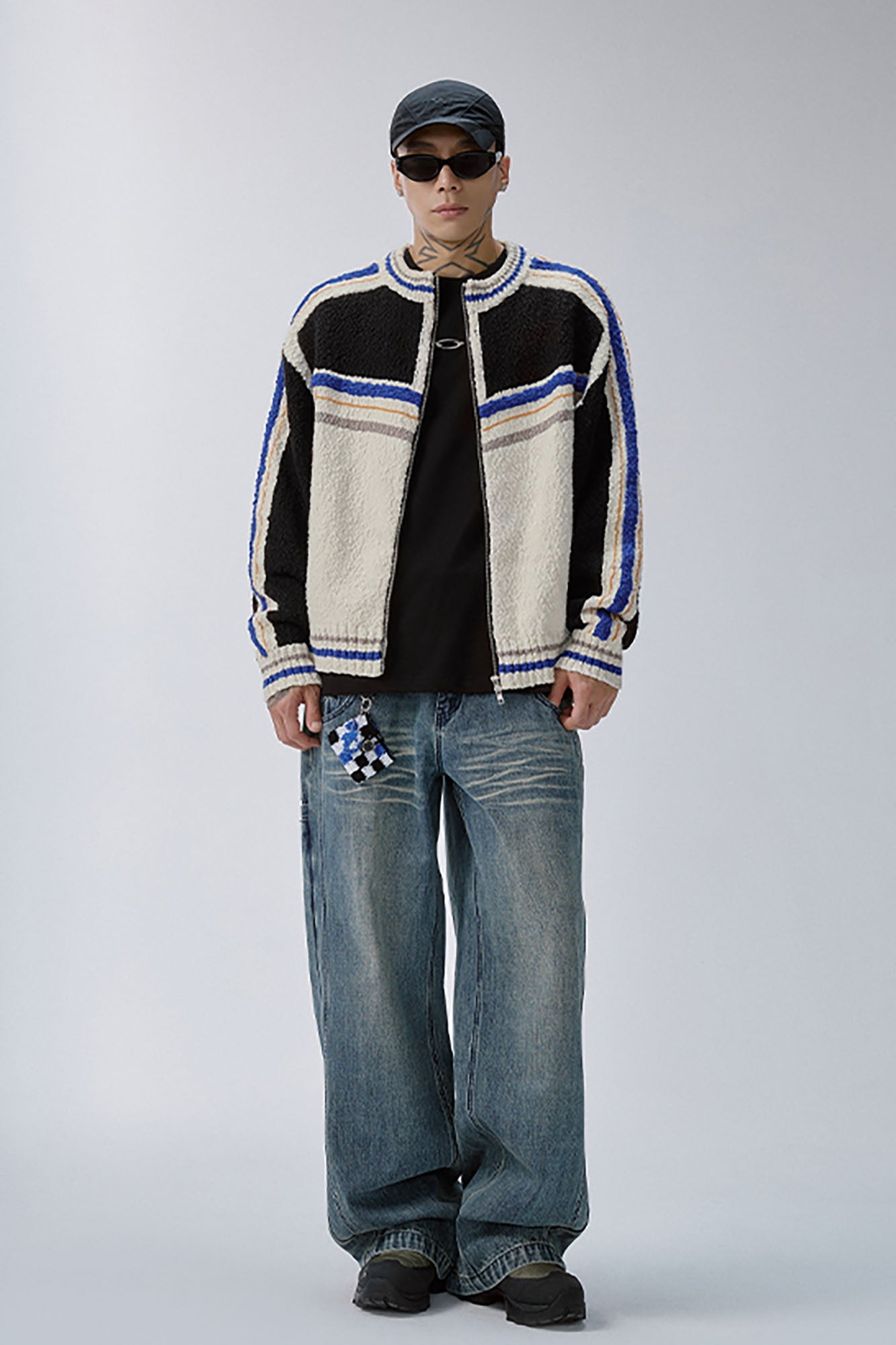 Double Waistband Washed Wide-Leg Jeans
