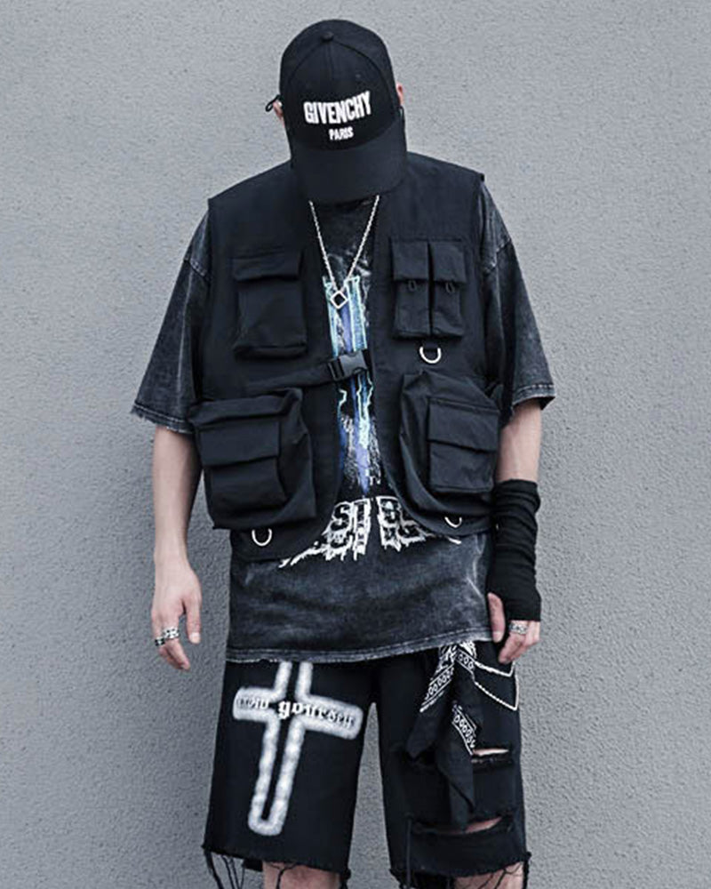 Multi-Pocket Streetwear Cargo Utility Vest