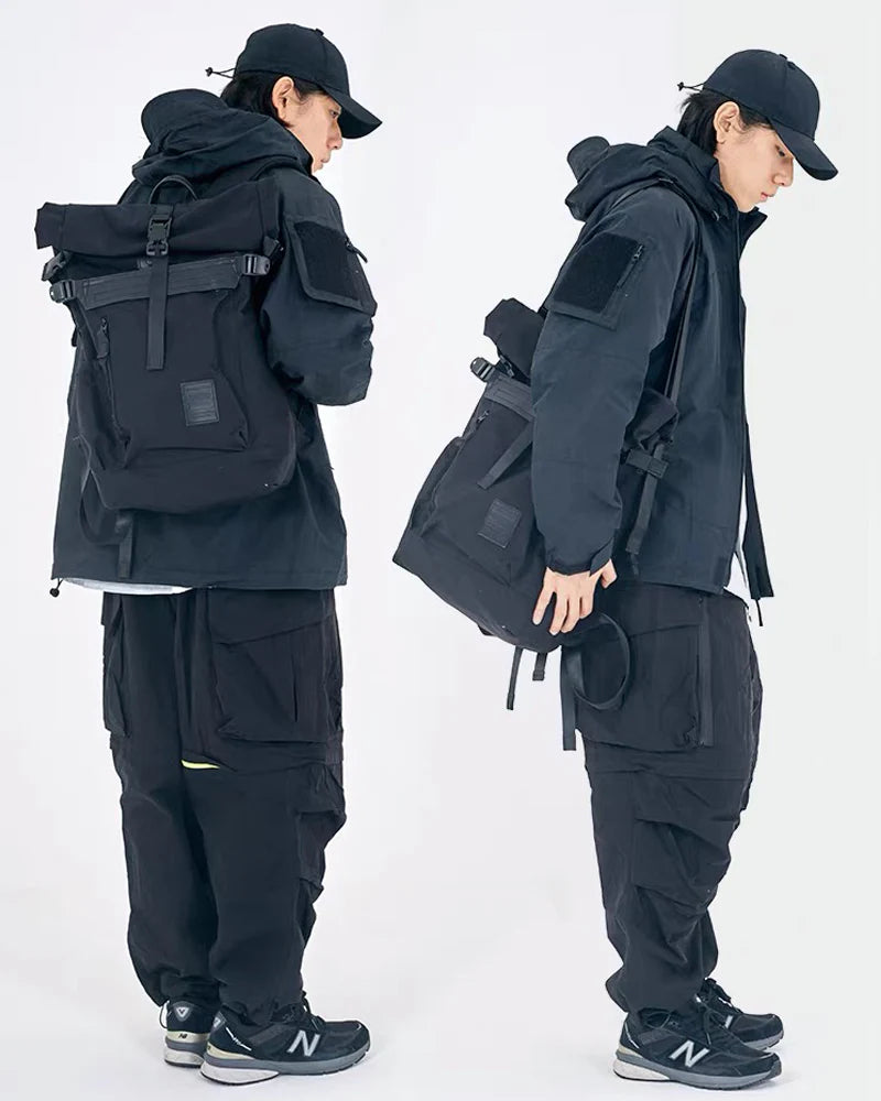 Techwear Roll-Top Tactical Backpack