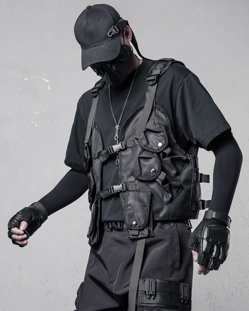 Techwear Mesh Multi-Pocket Tactical Vest
