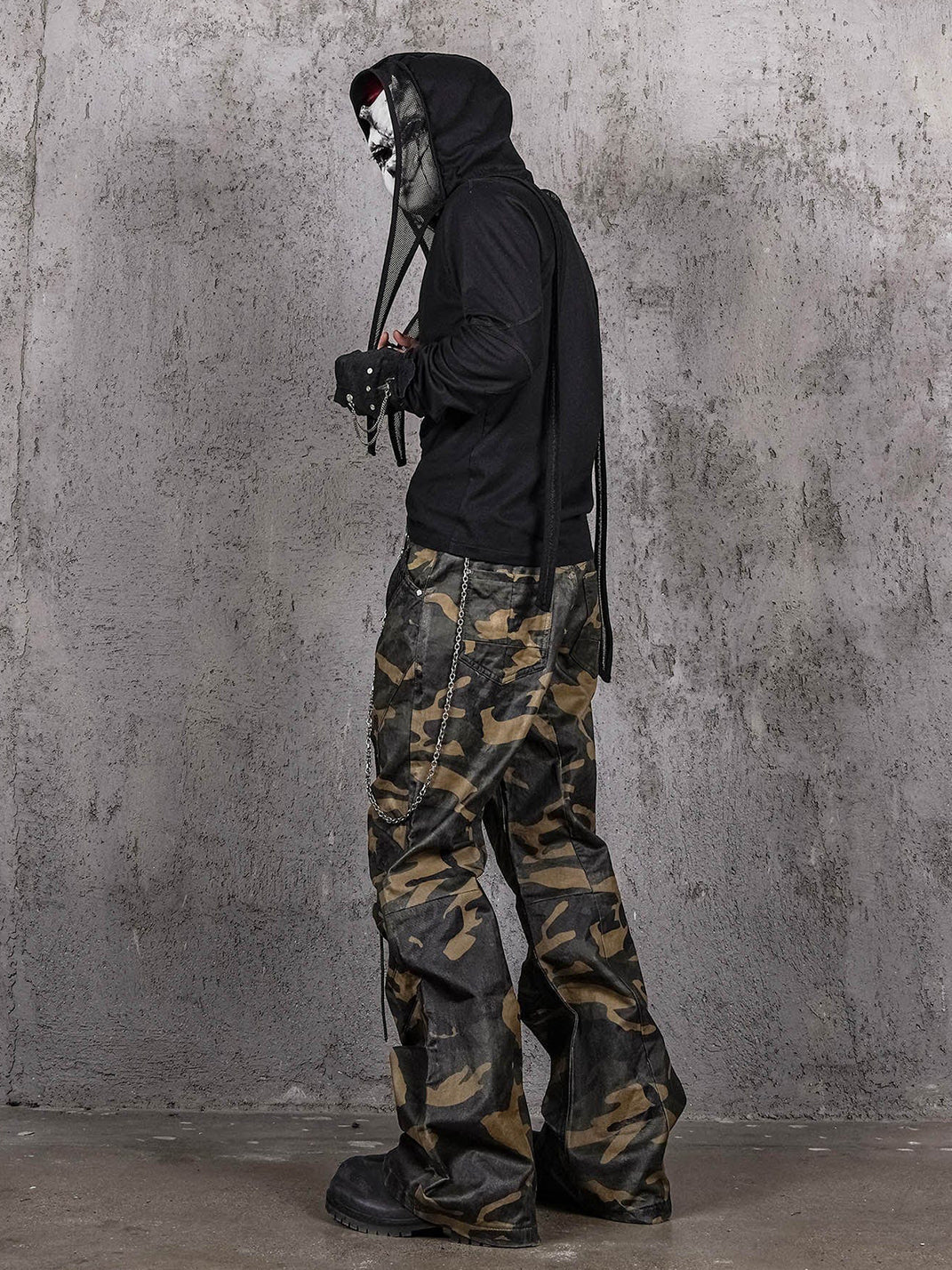 Mesh-Spliced Long Strap Durag