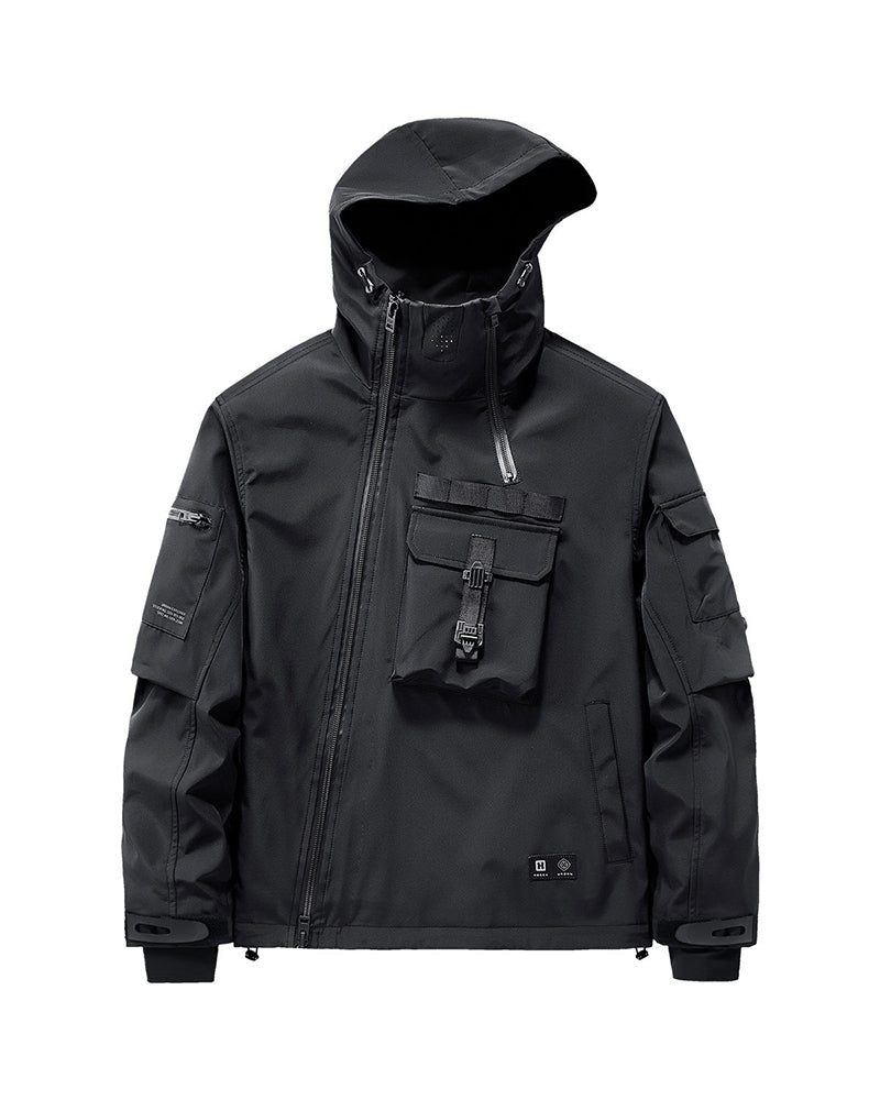 Techwear Hooded Tactical Cargo Jacket