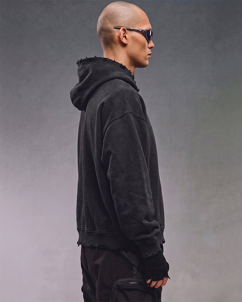 Wasteland Washed Distressed Destroyed Hoodie
