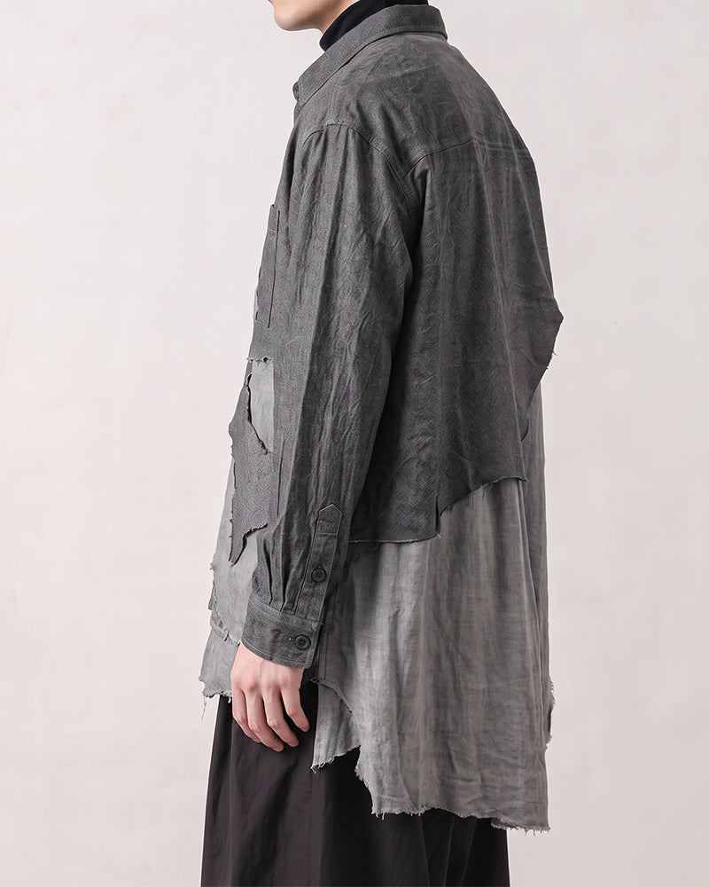 Wasteland Hand‑Hollowed Asymmetric Deconstructed Shirt