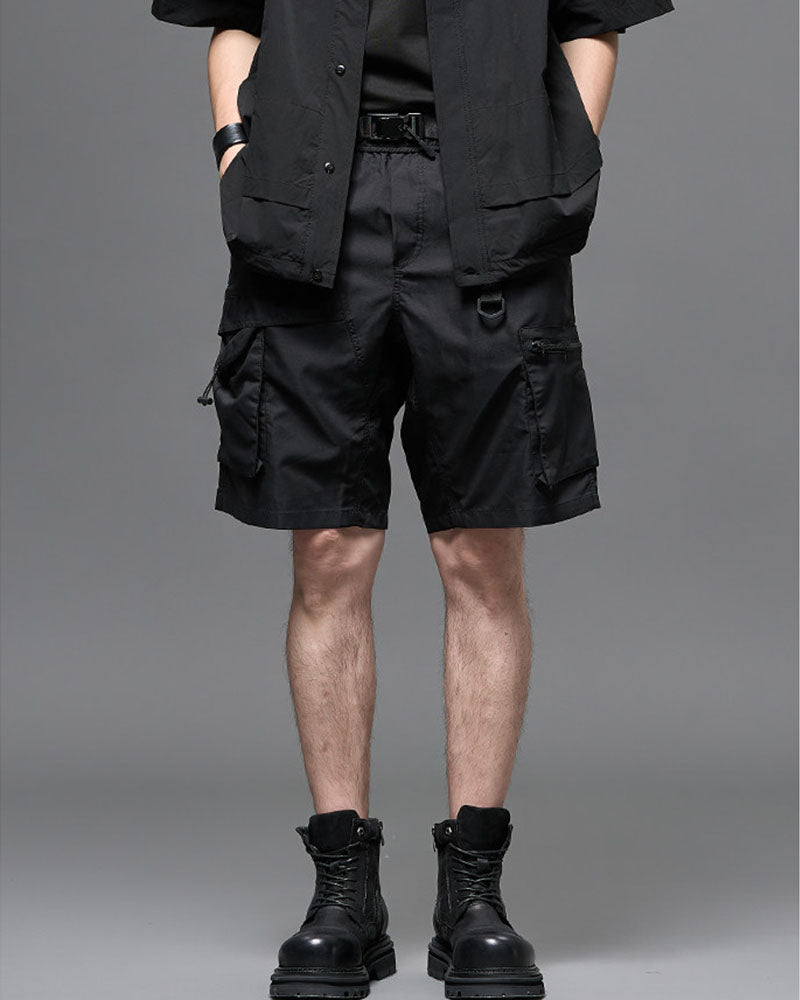 Modern Japanese Techwear Multi-Pocket Cargo Shorts