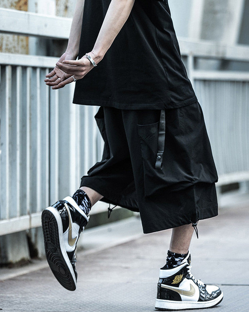 Techwear Wide-Leg Utility Shorts