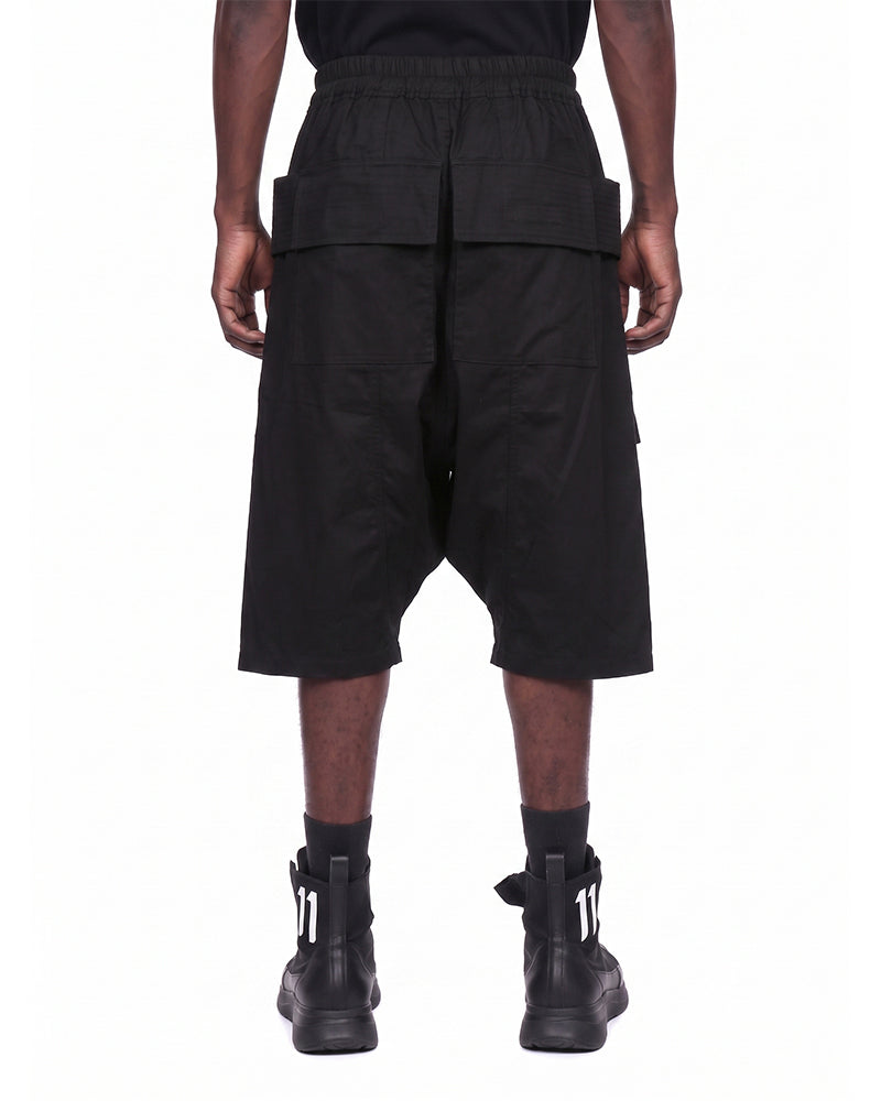 Deconstructed Darkwear Multi‑Pocket Utility Cargo Shorts