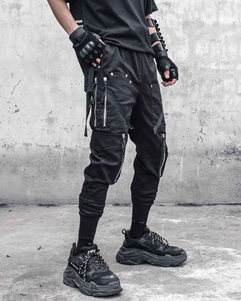 Techwear Multi-Zip Slim Cargo Jogger Pants