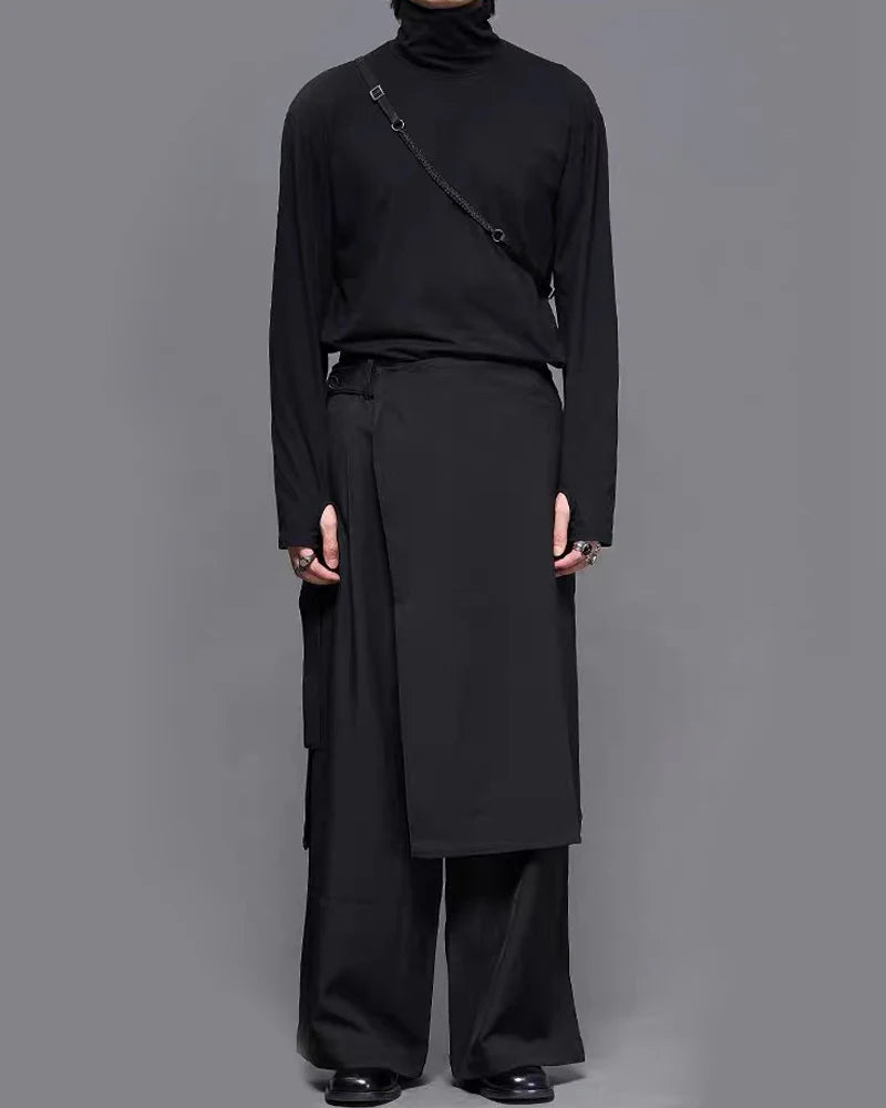 Modern Japanese Mock Neck Long-Sleeve T-Shirt