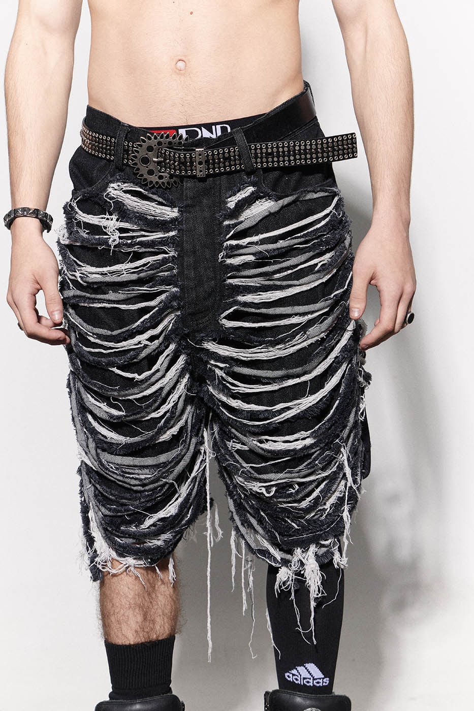 Heavily Distressed Denim Shorts