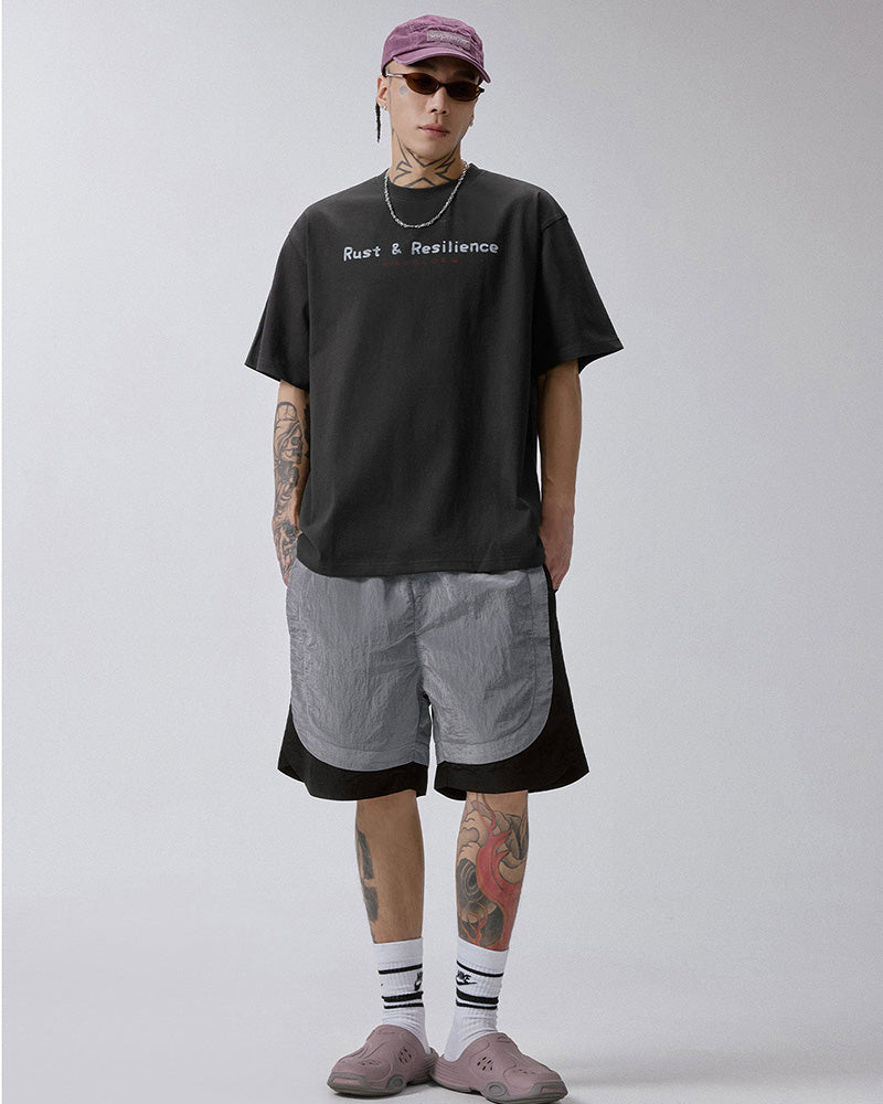 Metallic Nylon Panel Shorts