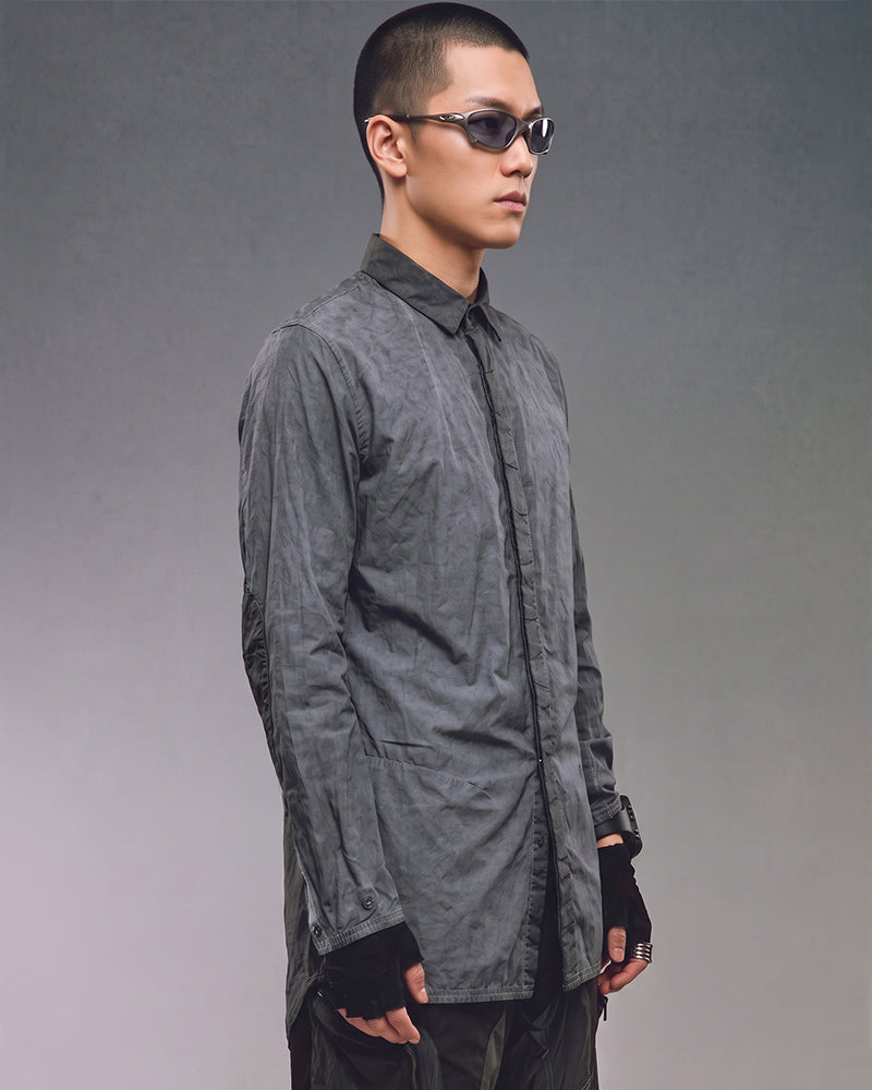 Wasteland Vintage Dirty Wash Distressed Long Sleeve Shirt