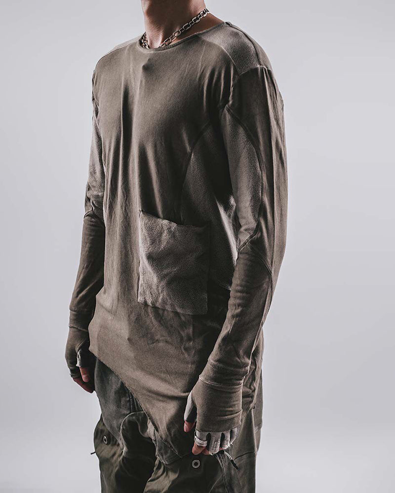 Post-Apocalyptic Oil-Washed Deconstructed Long-Sleeve Tee