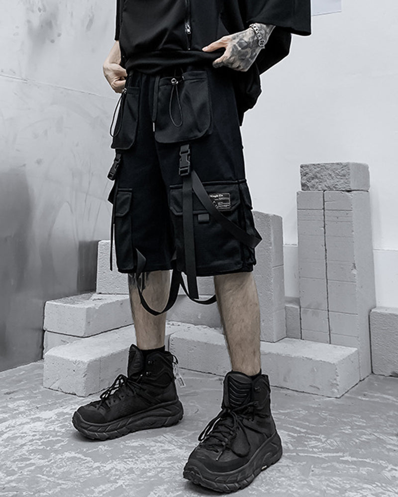 Techwear Cargo Shorts With Straps