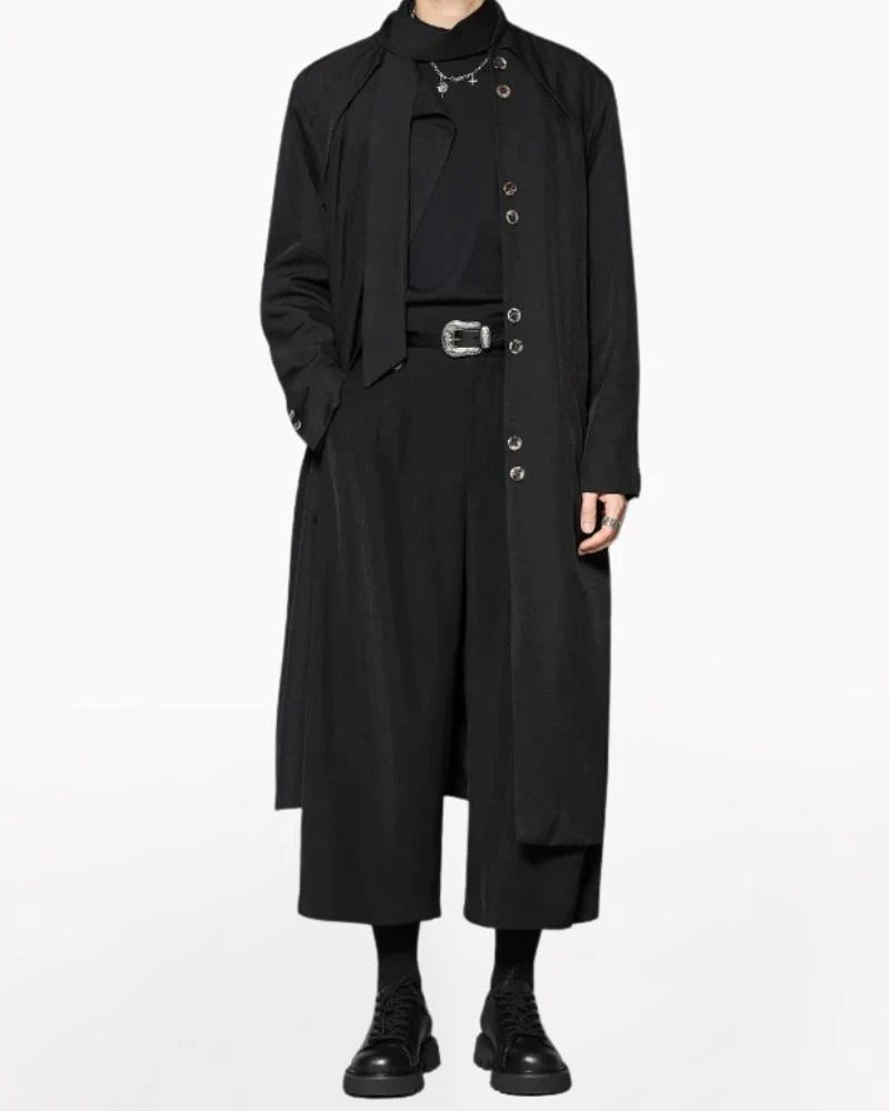 Modern Japanese Style Scarf Collar Long Coat