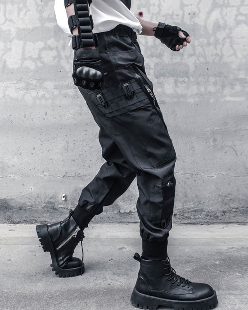 Techwear Black Zip Pocket Cargo Pants