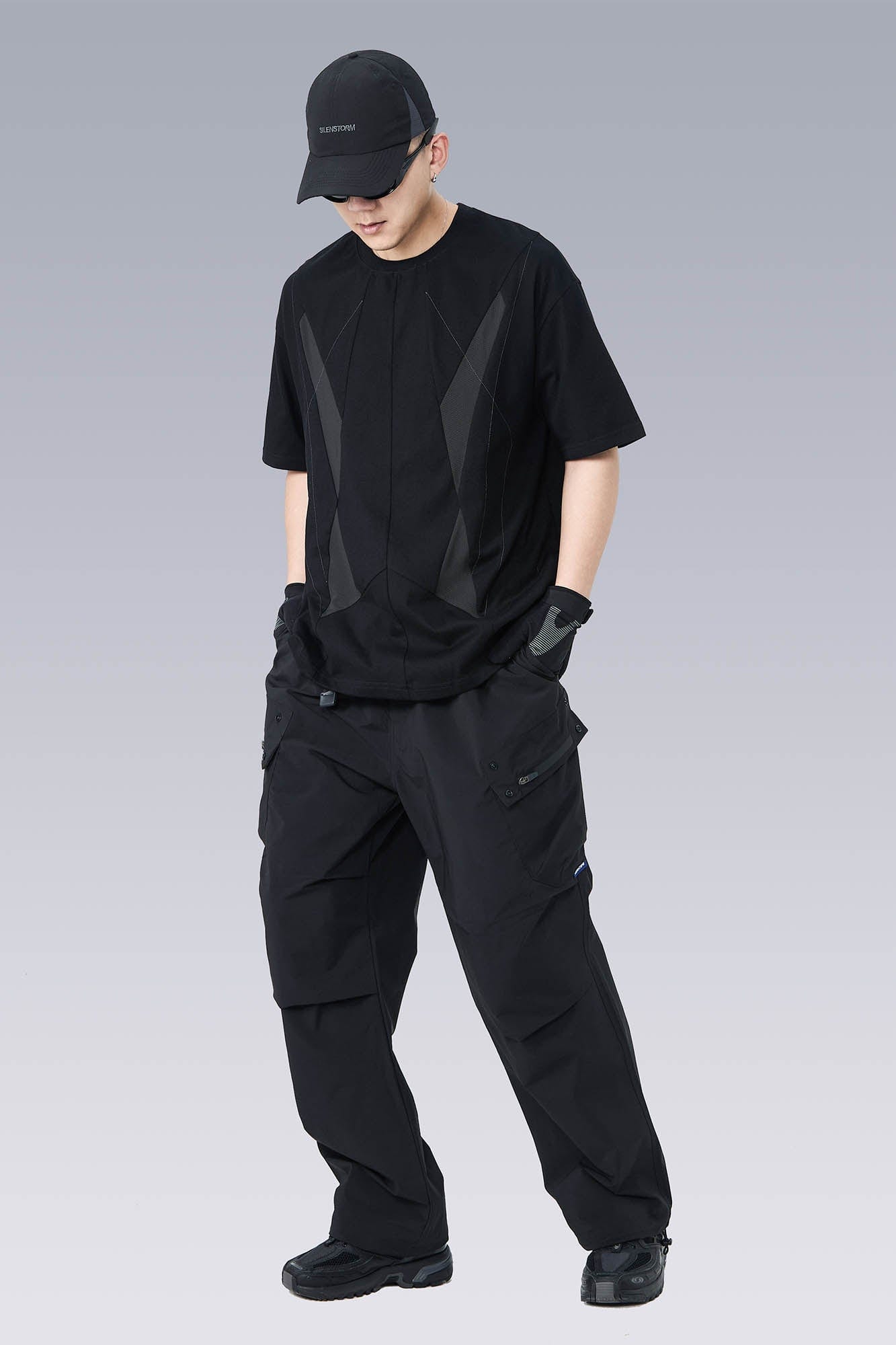 Geometric Spliced Mesh T-Shirt
