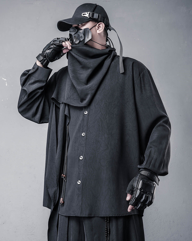 Darkwear Style Japanese Urban Scarf Collar Shirt