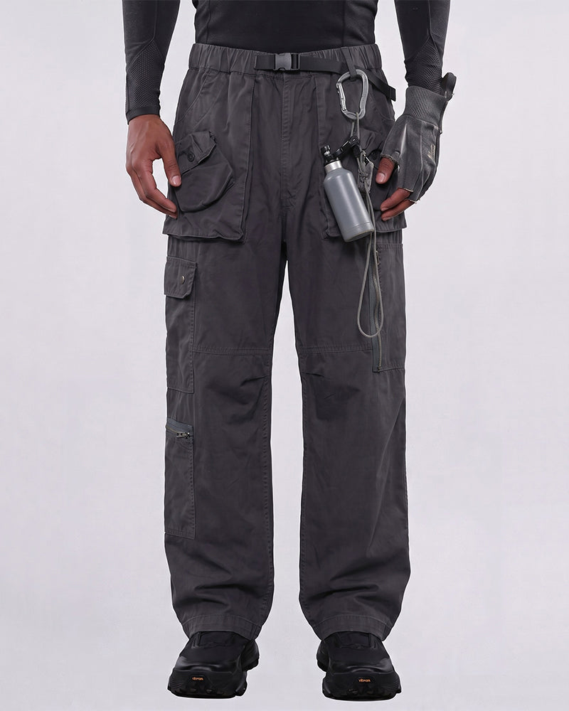 Distressed Zippered Patchwork Cargo Pants