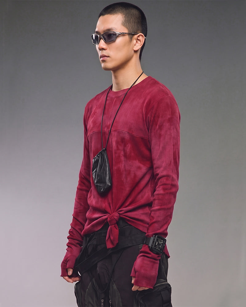 Post‑Apocalyptic Distressed Washed Thumbhole Long Sleeve Tee