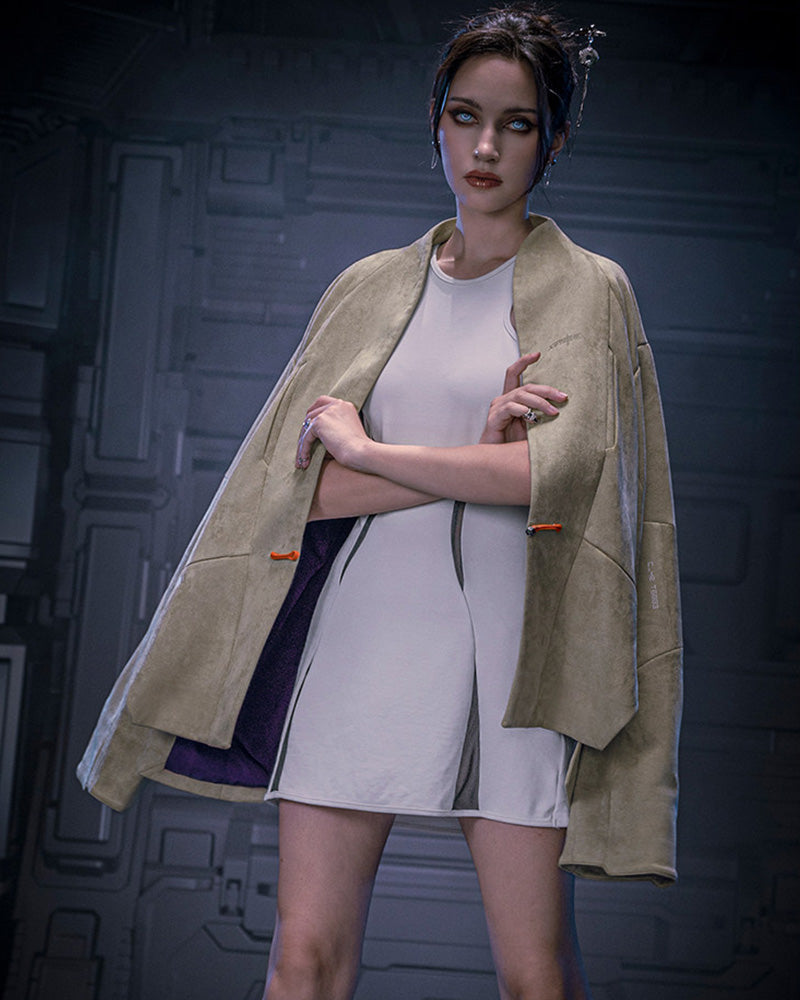 Cyberpunk Outfits Unisex Suede Minimalist Future Jacket
