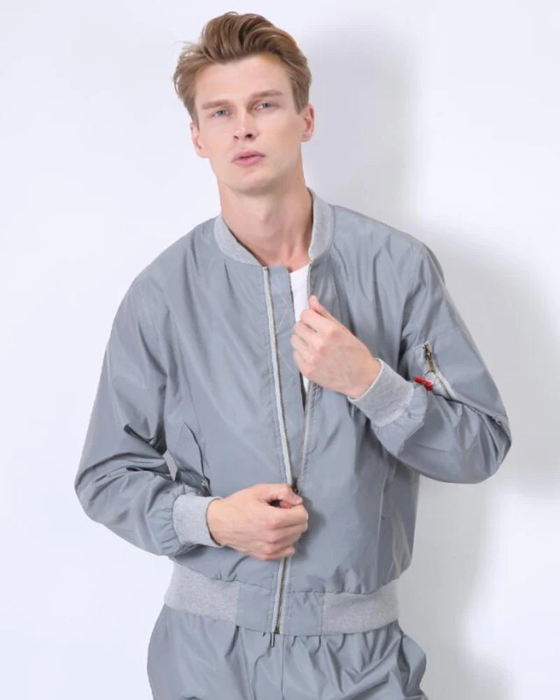 Techwear Silver Reflective Flight Jacket