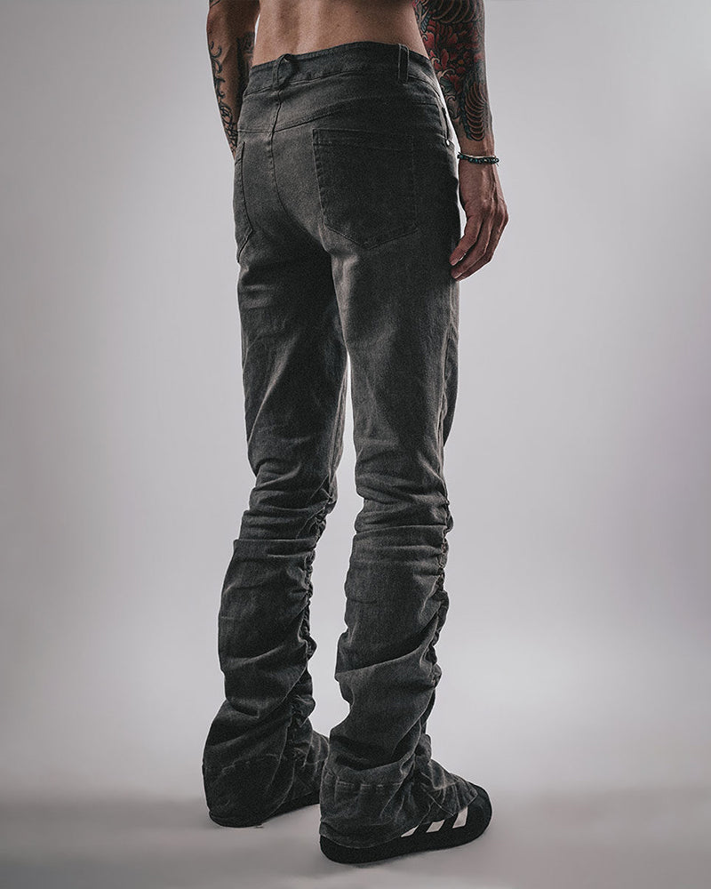 Post-Apocalyptic Slim Fit Flare Horseshoe Denim Pants