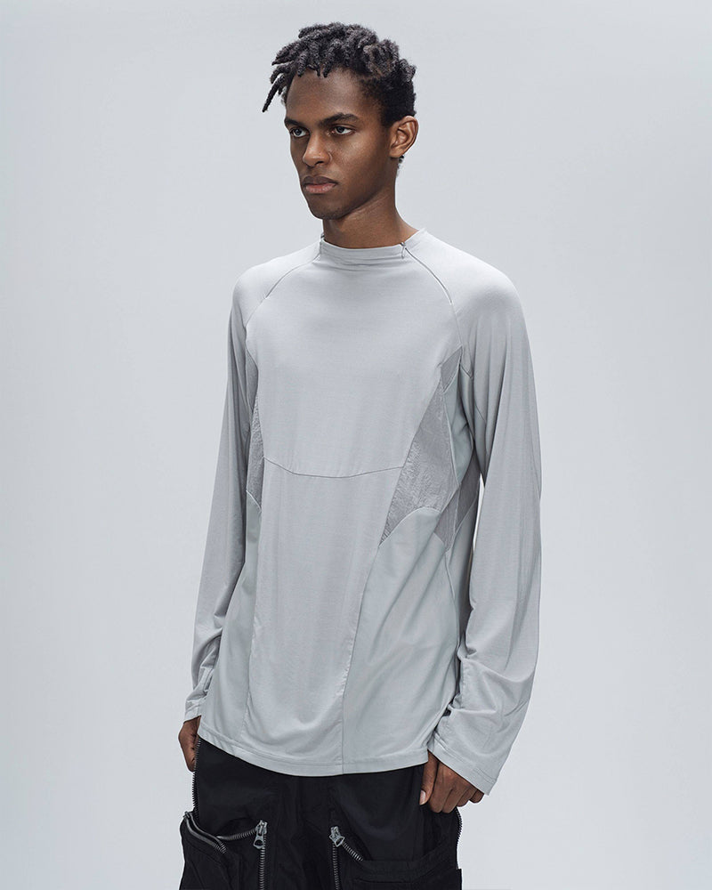 Techwear Color-Block Mock Neck Long-Sleeve Tee