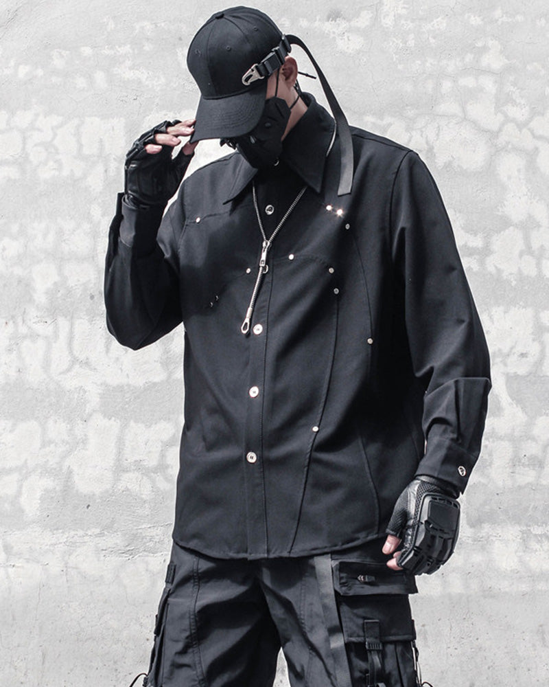 Japanese Darkwear Studded Patchwork Shirt