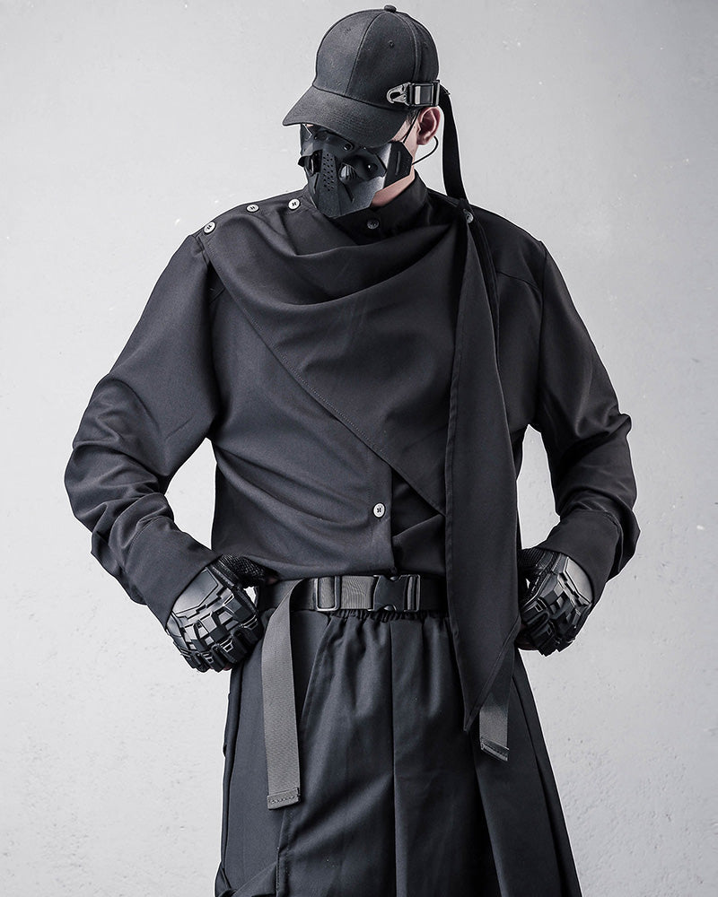 Darkwear Style Japanese Draped Scarf Shirt