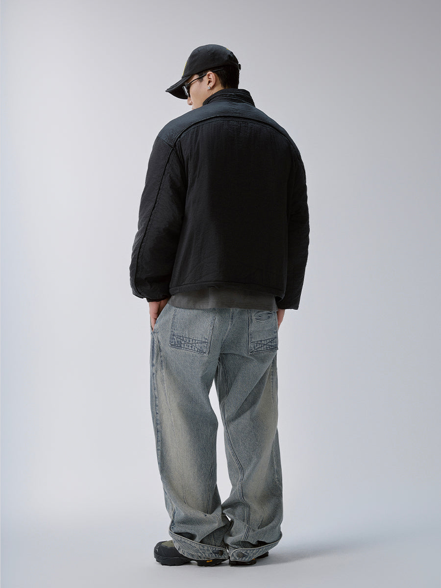 Structured Panel Stand-Collar Puffer