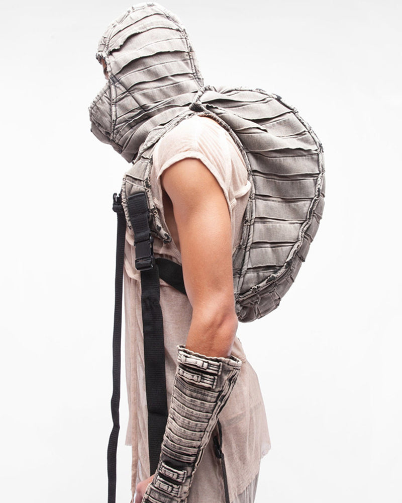 Wasteland Pleated Tie-Dye Convertible Hooded Vest Backpack