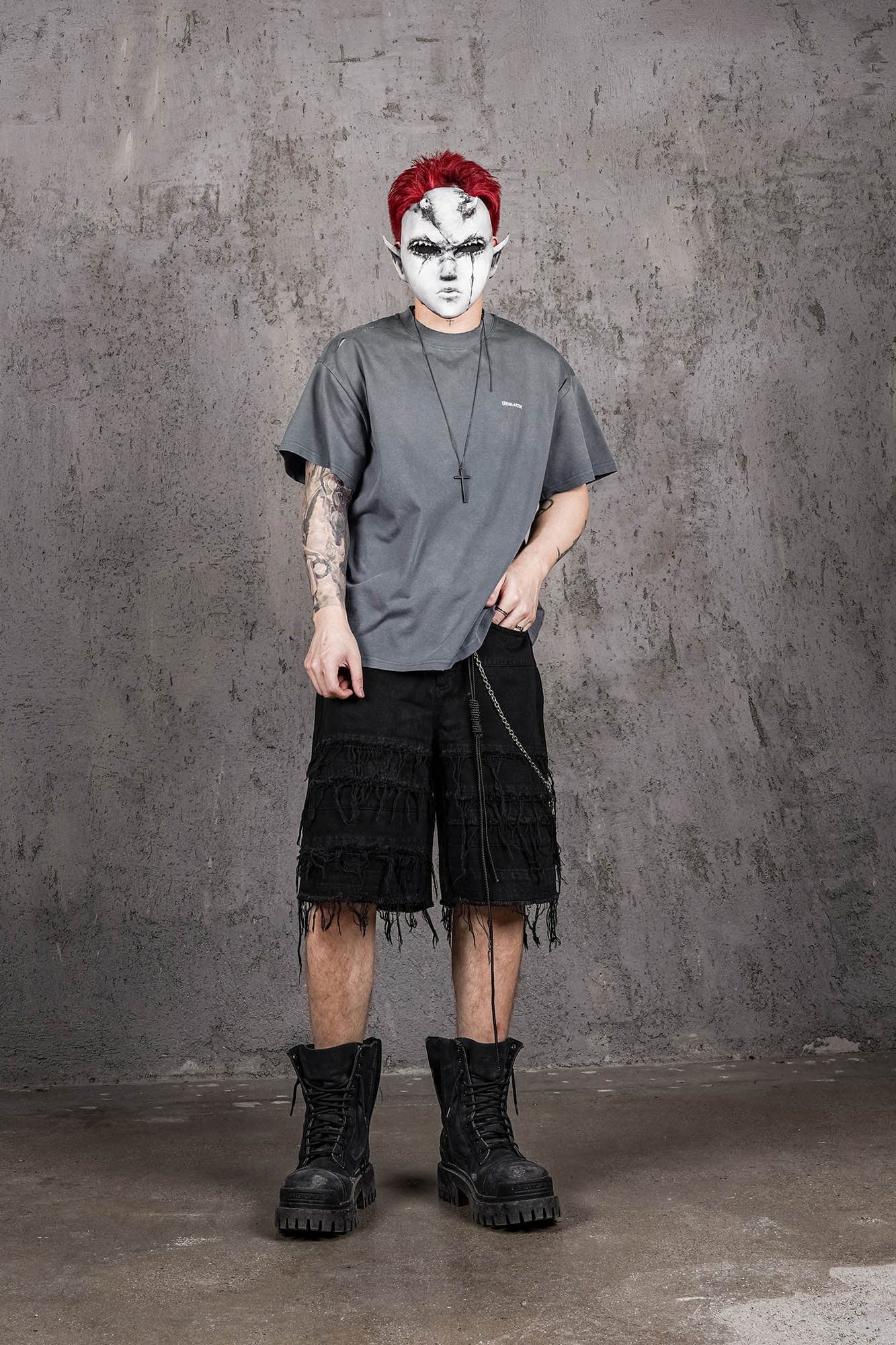 Washed Ripped Gradient T-Shirt Blue