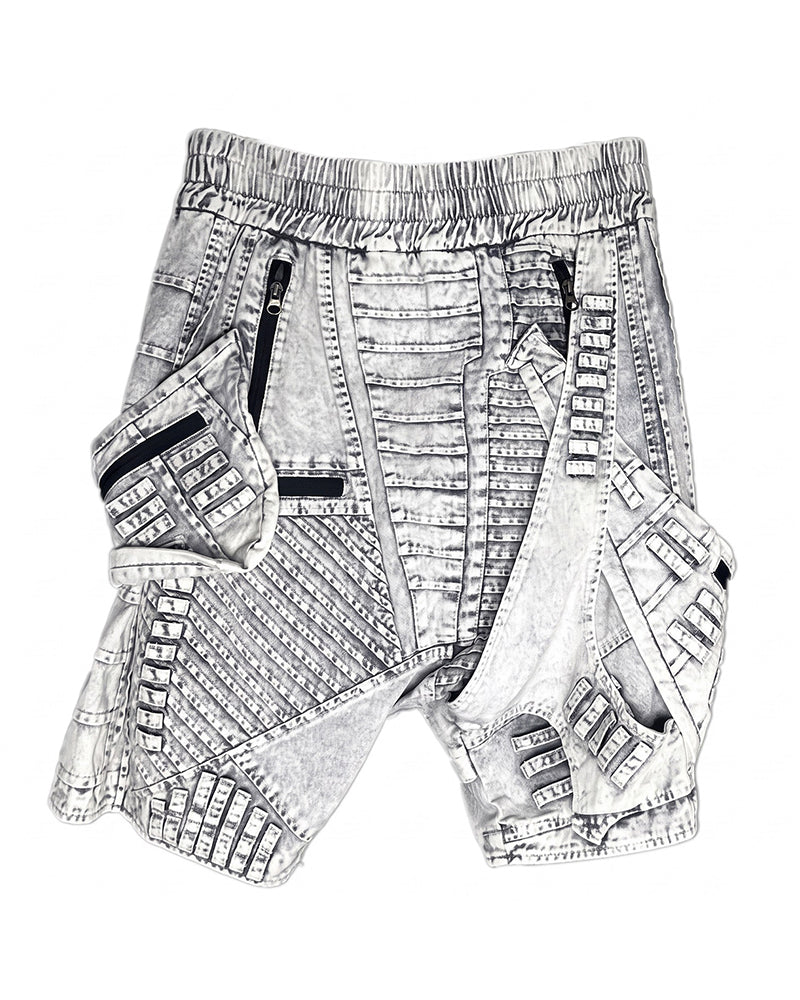 Wasteland Asymmetric Distressed Drop-Crotch Shorts