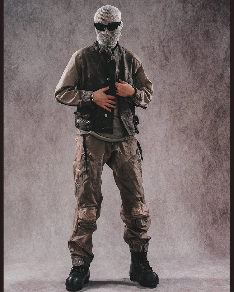 Post-Apocalyptic 3D Cut Distressed Double-Layer Cargo Pants