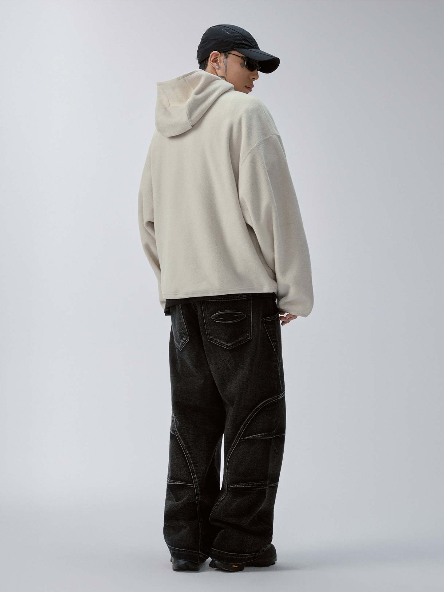 Washed Deconstructed Oversized Denim Cargo Pants