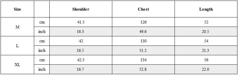 Size Guide for Wasteland Style Asymmetrical 3D Bag Detachable Vest
