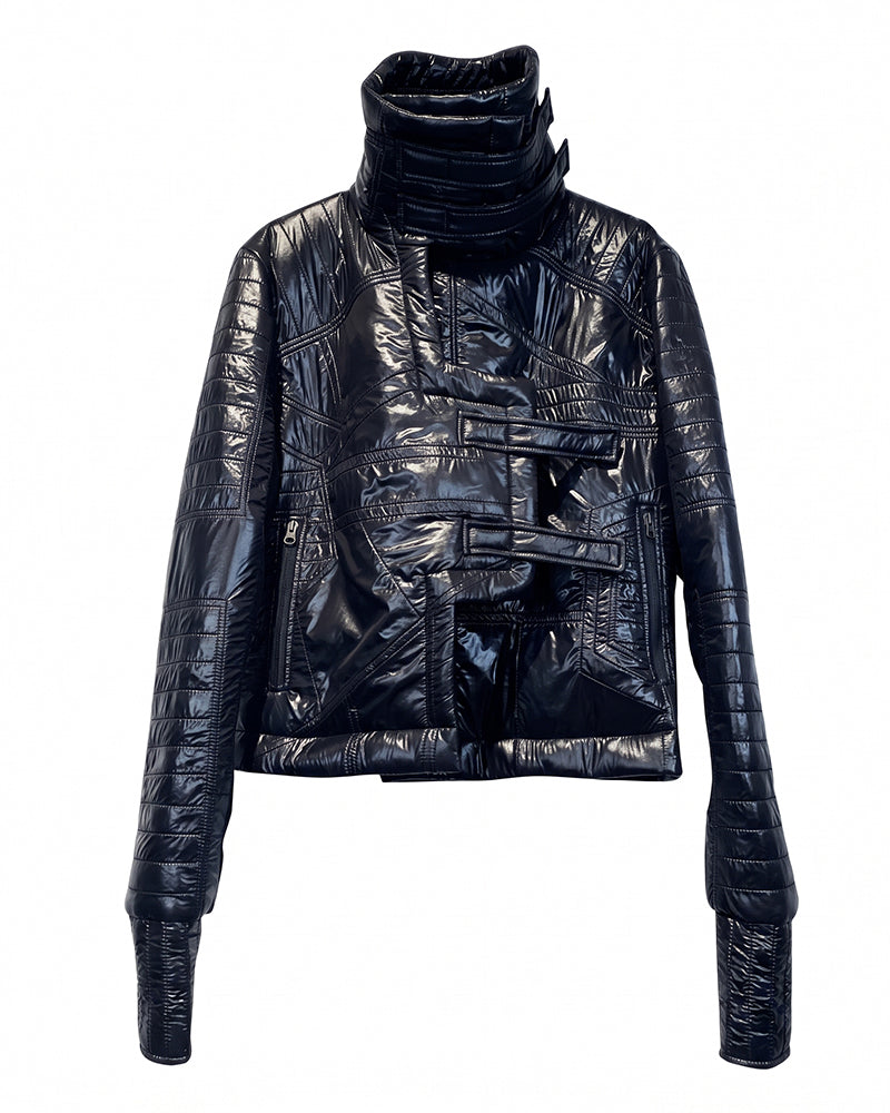 Wasteland Geometric Quilted Asymmetric Down Jacket