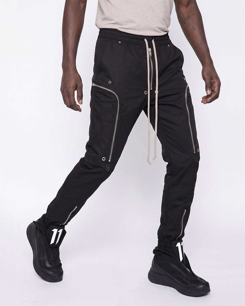 Deconstructed Multi‑Zip Drawstring Utility Jogger Pants