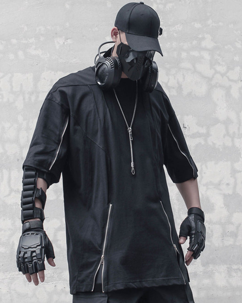 Functional Multi-Zip Streetwear T-Shirt