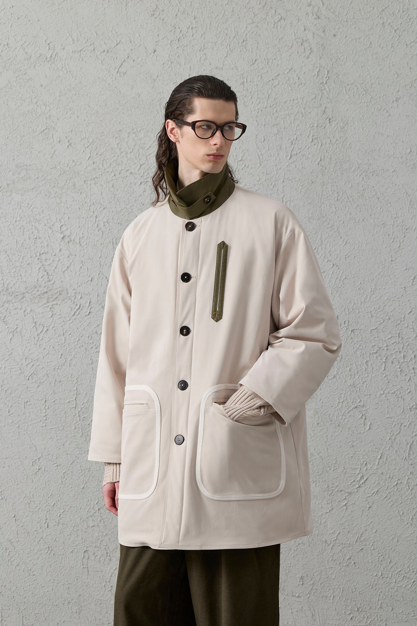 Contrast PU Midi Down Coat