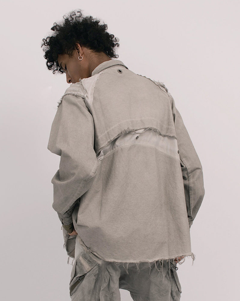 Wasteland Distressed Frayed Button Long-Sleeve Shirt