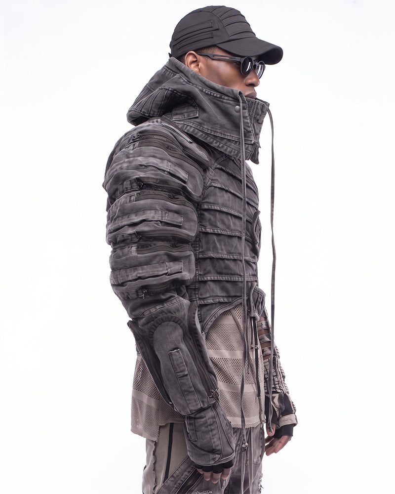 Wasteland Deconstructed Asymmetrical Distressed Hooded Jacket