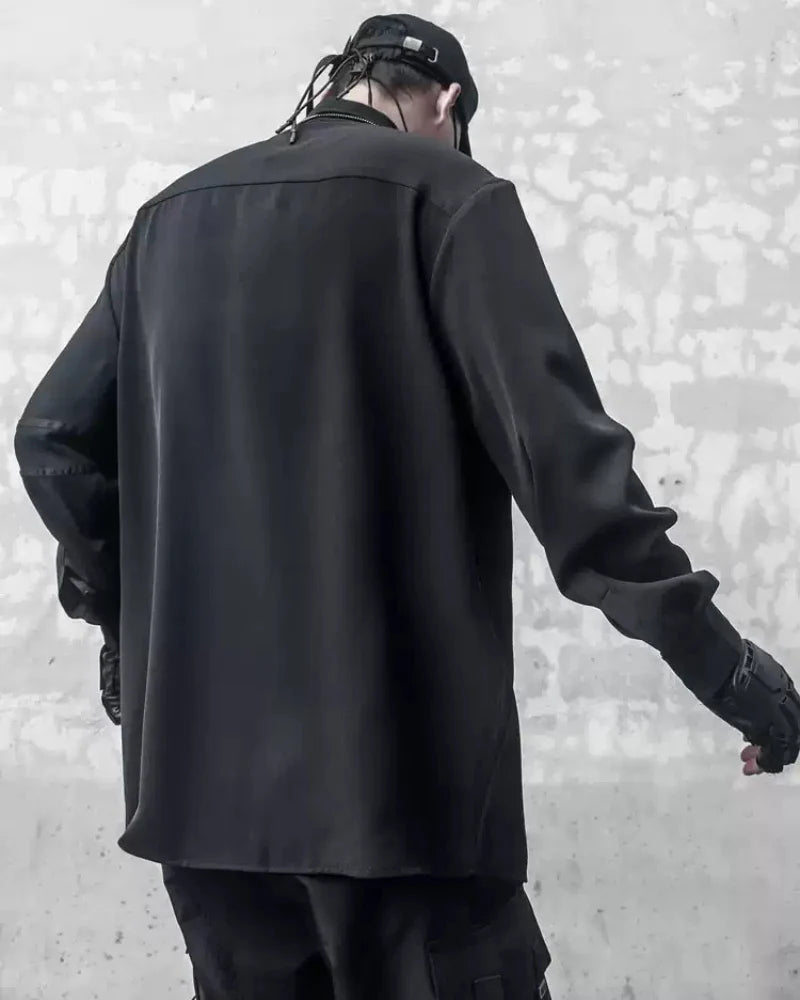 Streetwear Black Long-Sleeve Shirt