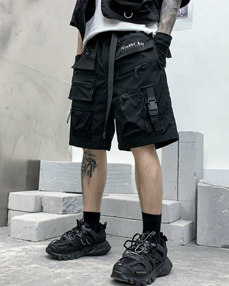 Functional Multi-Pocket Zip Cargo Shorts