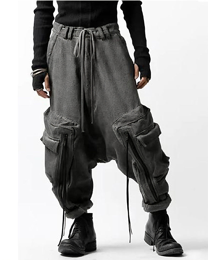 Wasteland Drop-Crotch Multi-Pocket Harem Pants