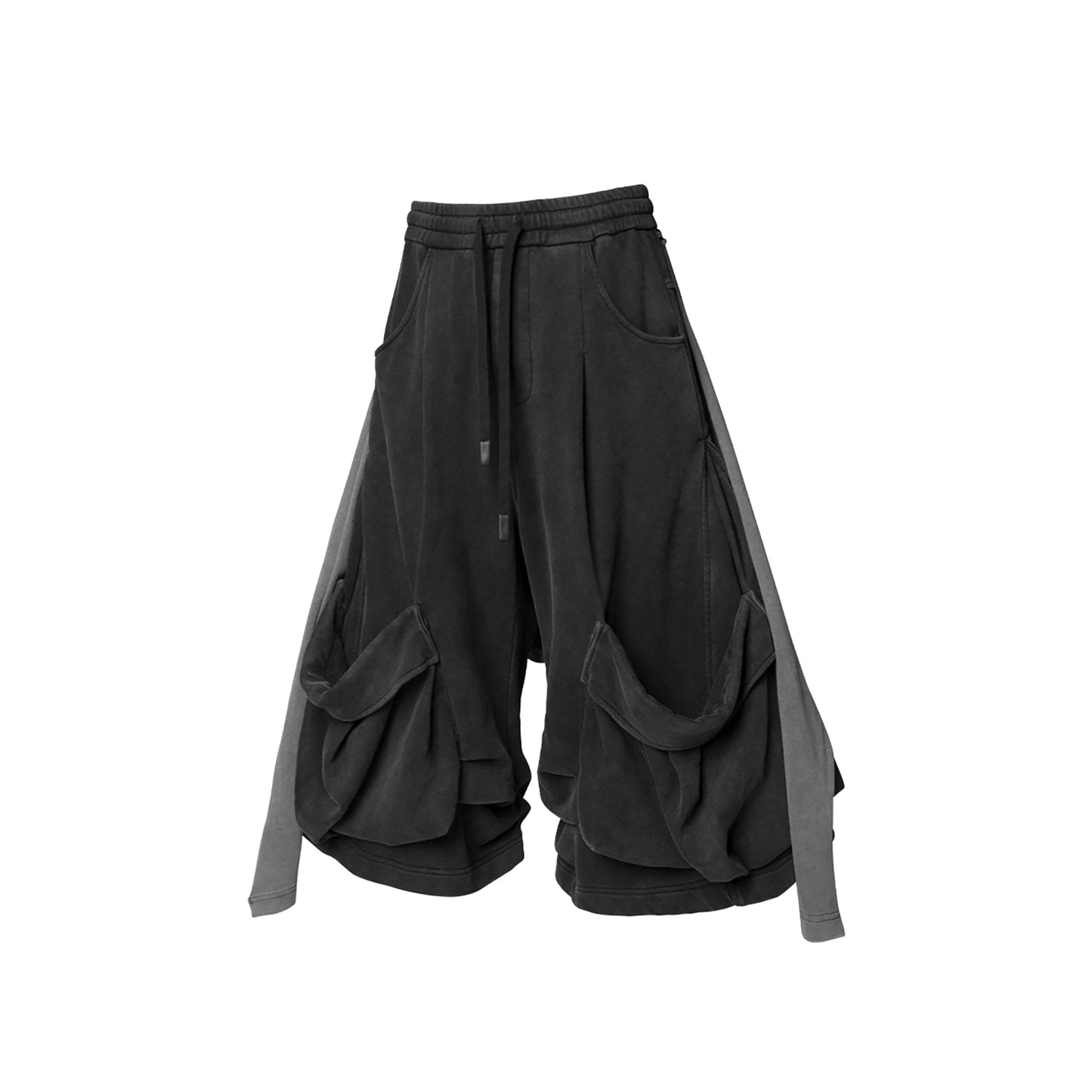 Detachable Drape Multi-Pocket Drawstring Shorts